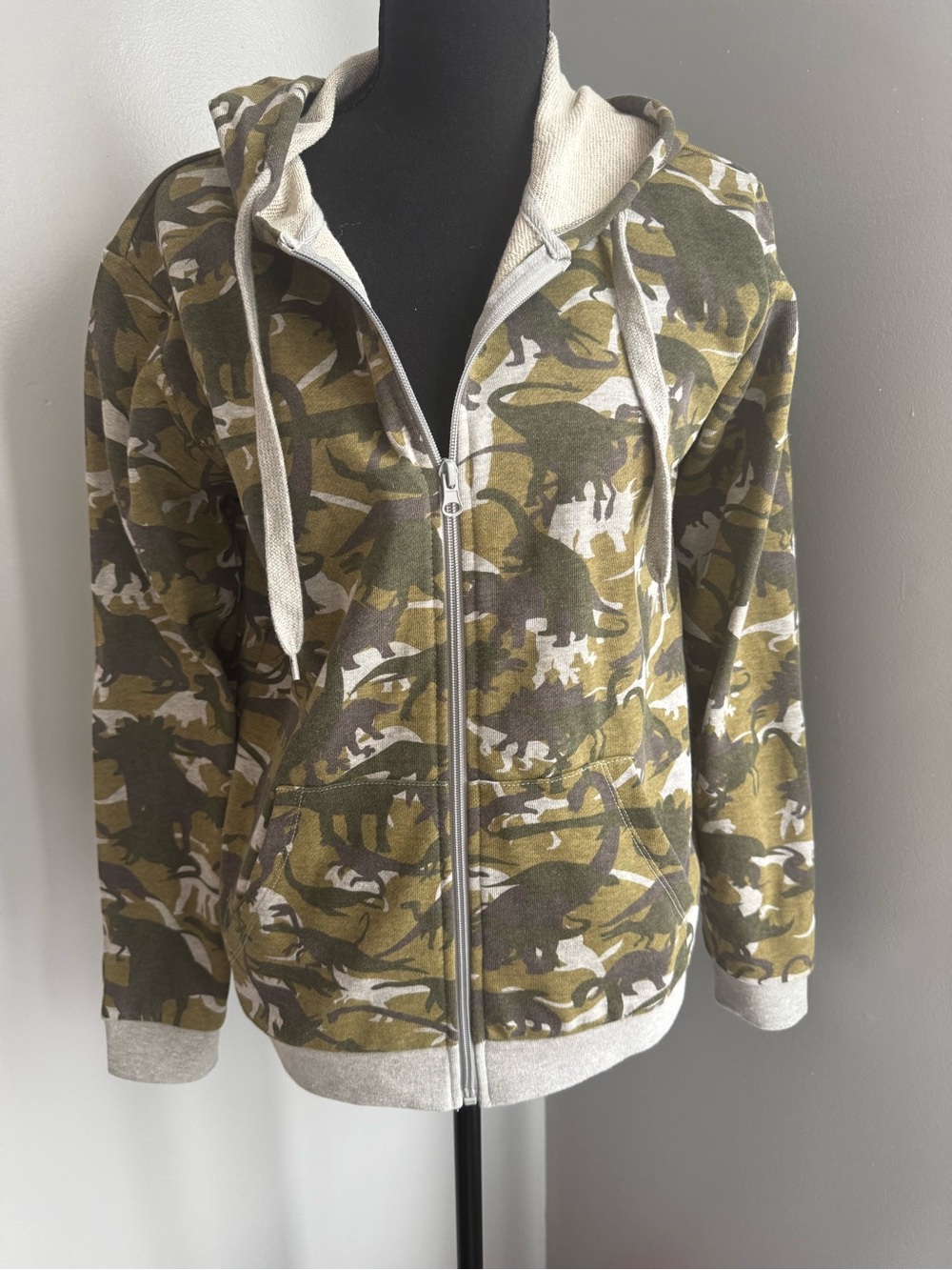 Youth Large Full Zip Dinosaur Jacket Hoodie American Museum Natural History Camo